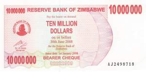 10 Million Dollars Zimbabwe p.55a 2008